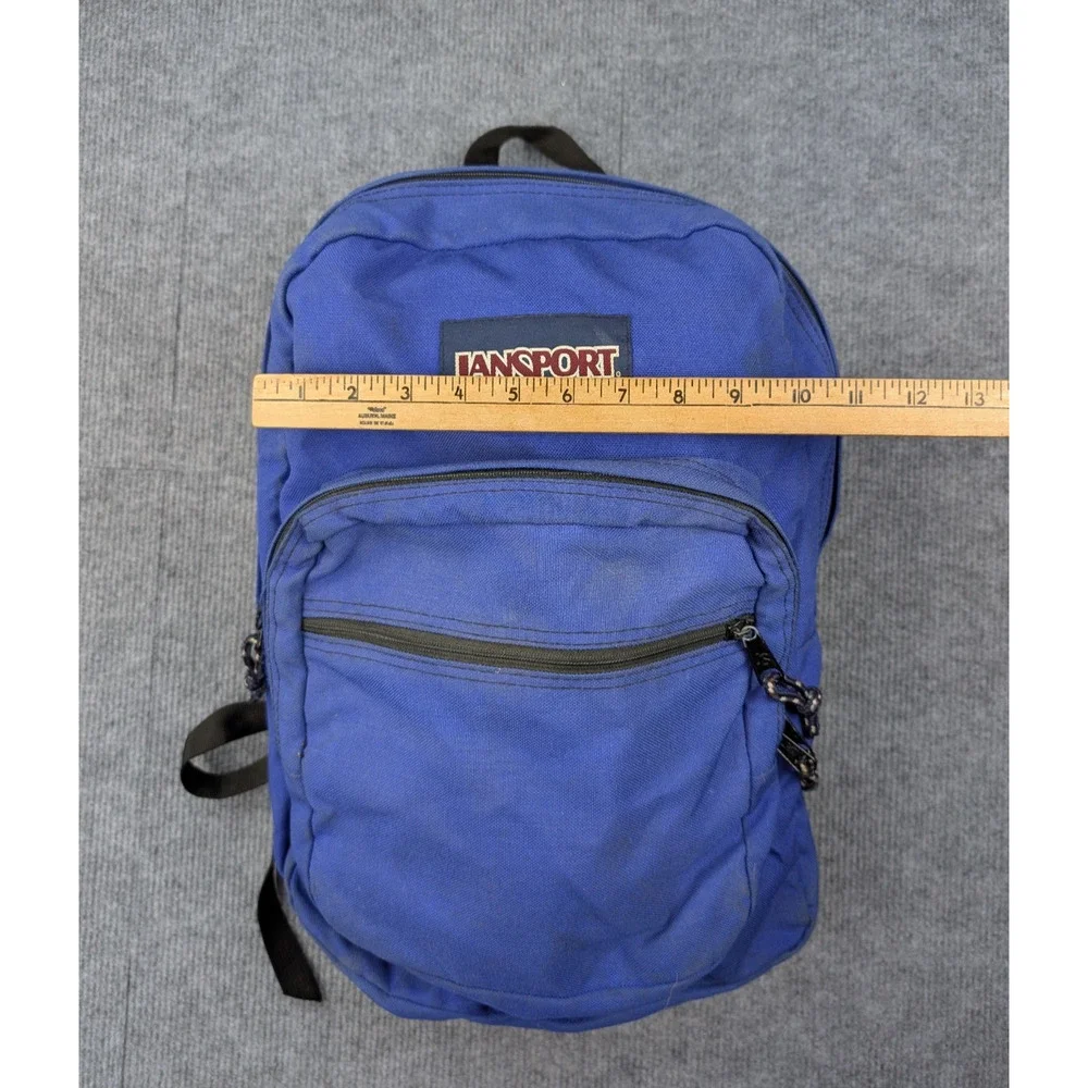 Vintage Jansport Backpack USA Made Blue 90s 1994 School Canvas Book Bag Zip